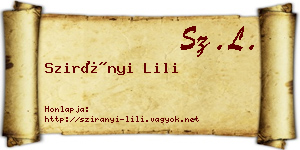 Szirányi Lili névjegykártya